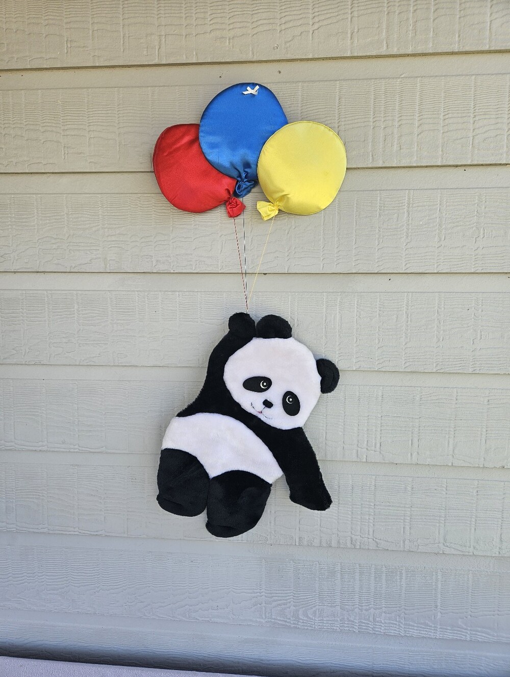 VTG Russ Hanging Panda Bear Primary Color Balloons Nursery Baby 32" Plush